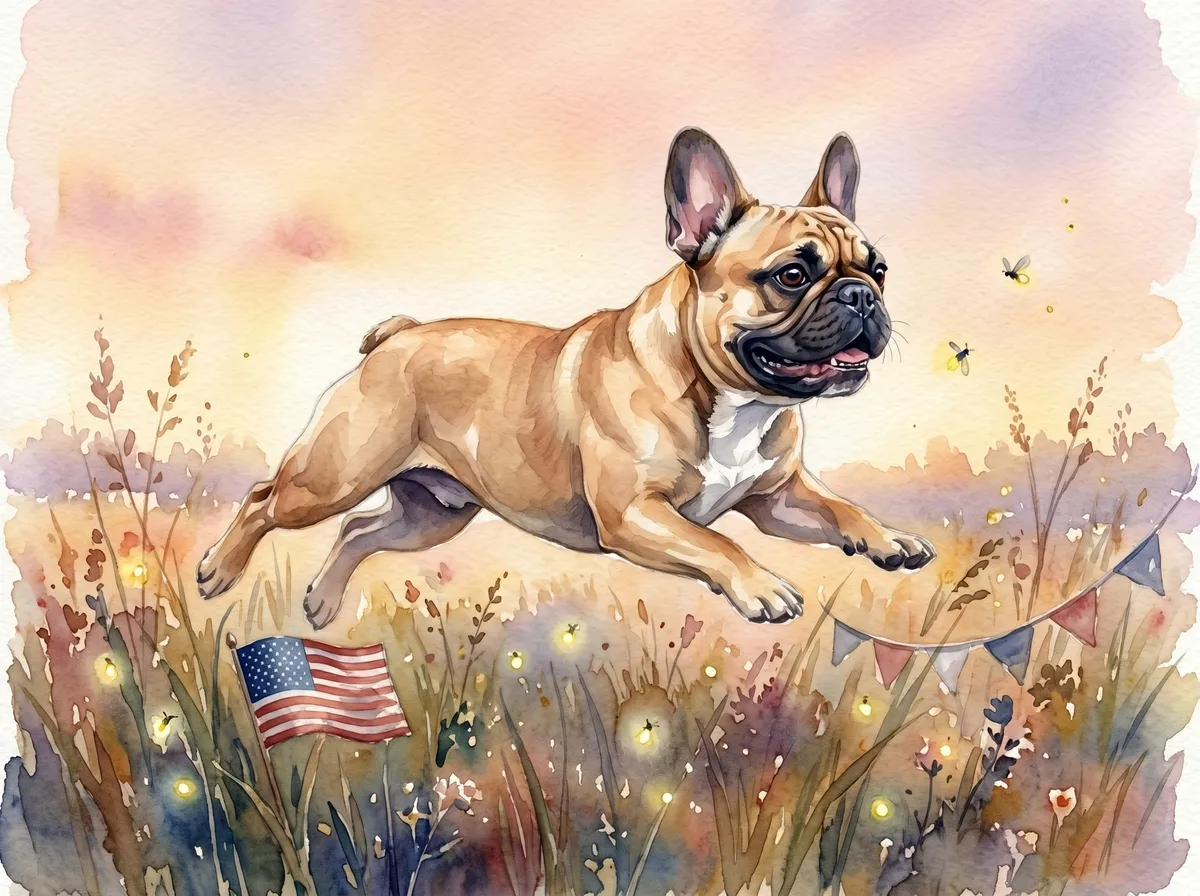 French Bulldog watercolor calendar month 7